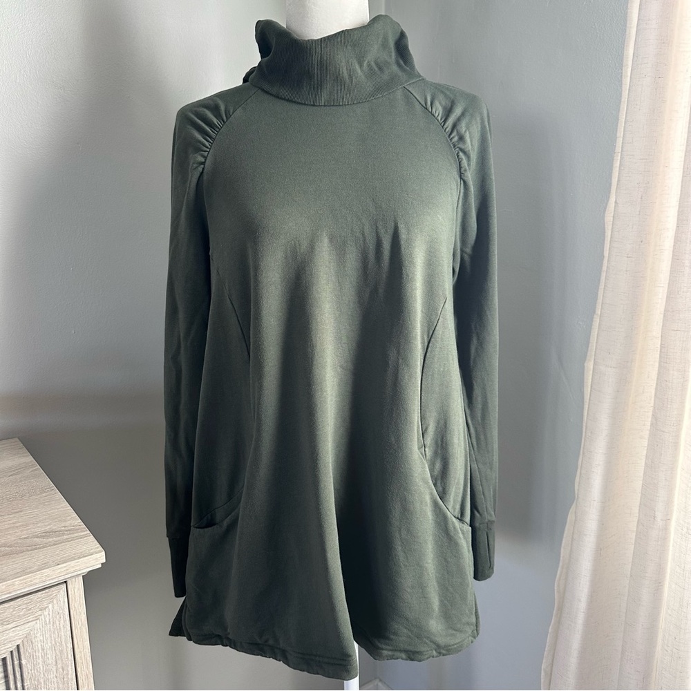 Aventura Women's Green Turtleneck Tunic Top, Salerno Top, Sustainable, Green, M